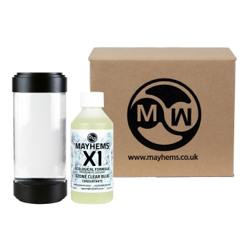 Mayhems - PC Coolant - X1 Concentrate - Eco Friendly Series, UV Fluorescent Blue, Case of 6 x 250 ml, Ozone Clear Blue