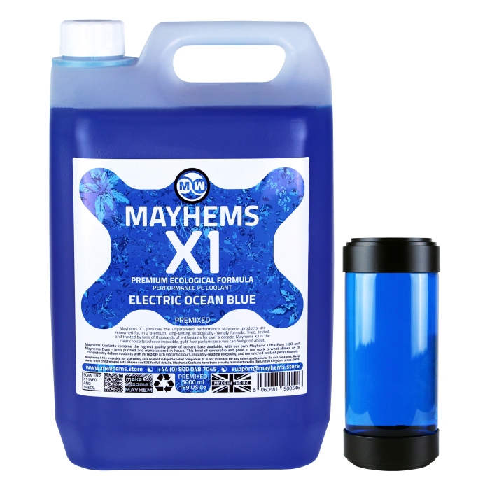 Mayhems - PC Coolant - X1 Premix - Eco Series - Electric Ocean Blue - 5 Litre